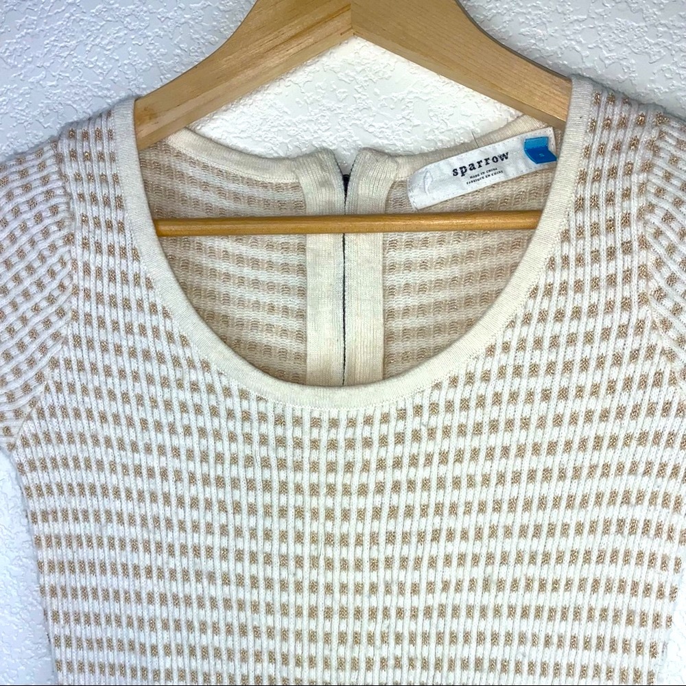 Anthro Sparrow Lambswool Angora Blend Gold Metallic Knit Sweater Dress - Picture 4 of 6